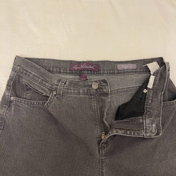 Gloria Vanderbilt Amanda Jeans Women 31x36 Size 12 Black Denim Wide Leg Straight - Picture 3 of 9